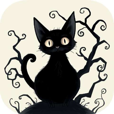 Preview for Whimsical-black-cat-illustration-aiappiconstyle-template-fb3a7