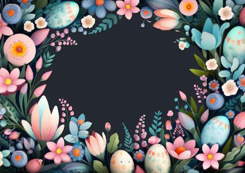 Preview for Easter Floral Frame Design Template