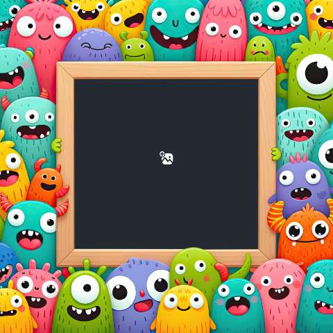 Preview for Colorful-monsters-blackboard-illustration-monster-frame-template-4654e
