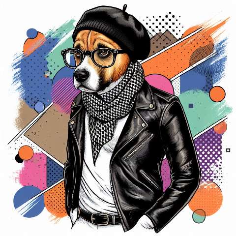 Preview for Cool Dog In Leather Jacket Template