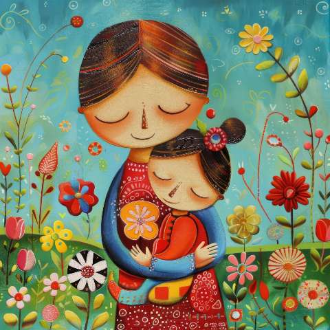 Preview for Mother And Child Floral Garden Template