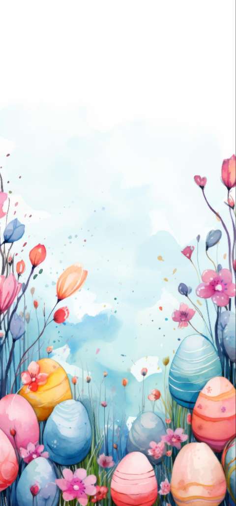 Preview for Easter Eggs In Blooming Garden Template