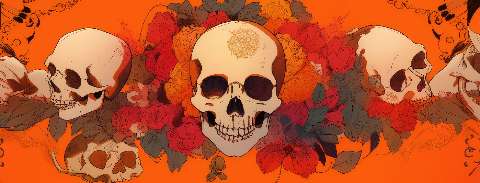 Preview for Day-of-the-dead-skulls-floral-halloween-social-template-71167