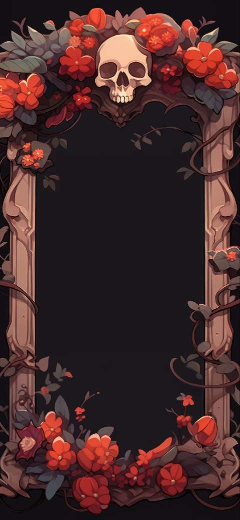 Preview for Floral-skull-frame-illustration-halloween-phone-template-9aacf
