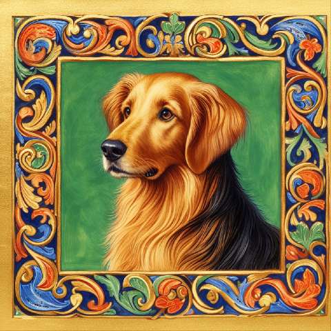 Preview for Ornate Golden Retriever Portrait Template