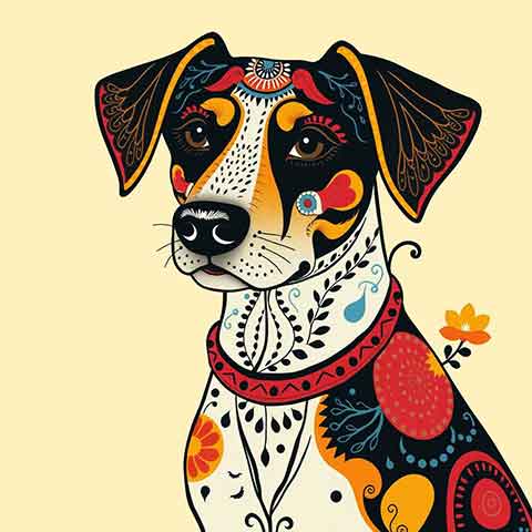 Preview for Vibrant Dog Illustration Template