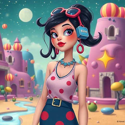 Preview for Cartoon-girl-fantasy-land-aicartoon-template-8d917