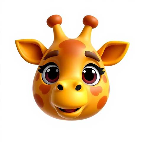 Preview for Cartoon-giraffe-head-3d-aiemojianimals-template-d5855