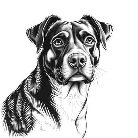 Preview for Black And White Dog Illustration Template