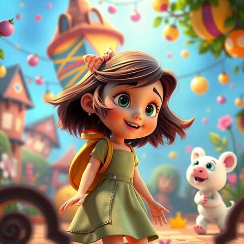 Preview for Cartoon-girl-mouse-adventure-aicartoon-template-abede