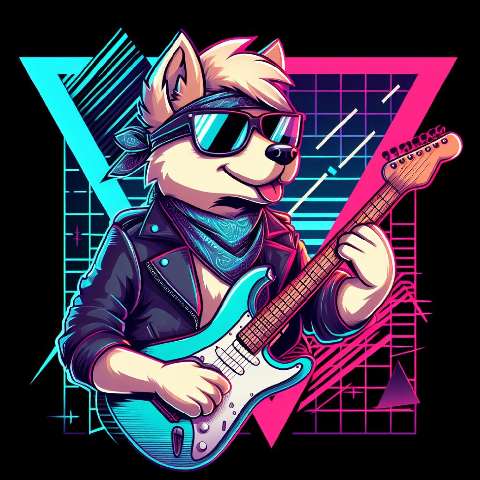 Preview for Rockstar Wolf Electric Guitar Design Template