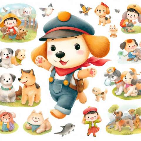 Preview for Adorable Cartoon Dog Character Design Template