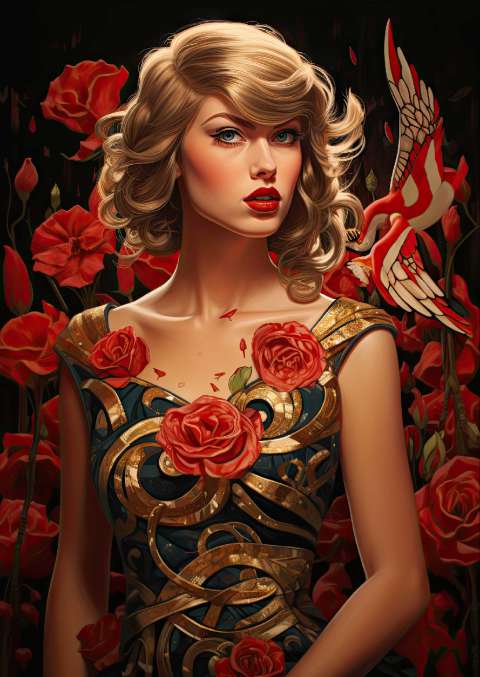 Preview for Woman-surrounded-by-roses-art-taylor-swift-template-6f89f
