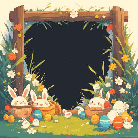 Preview for Easter-bunny-garden-scene-easter-frame-template-76660