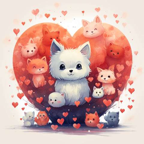 Preview for Adorable-animals-heart-illustration-love-template-05907
