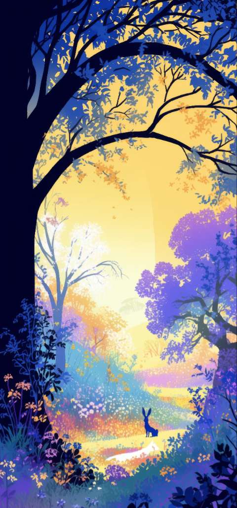 Preview for Serene Forest Landscape With Rabbit Template