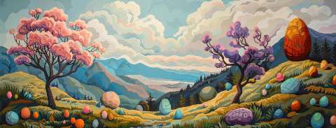 Preview for Vibrant Easter Landscape Facebook Cover Template