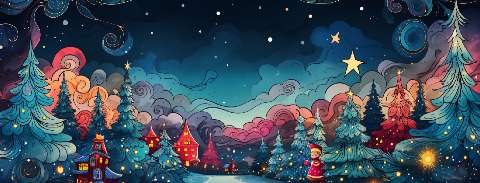 Preview for Whimsical-winter-wonderland-scene-christmas-facebook-template-9056a
