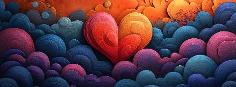 Preview for Vibrant-heart-among-spheres-valentines-facebook-template-df612