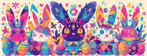 Preview for Colorful-easter-bunnies-illustration-easter-facebook-template-690f3