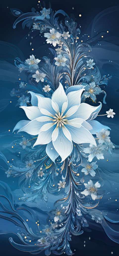 Preview for Blue-floral-artwork-design-christmas-phone-template-cd61e