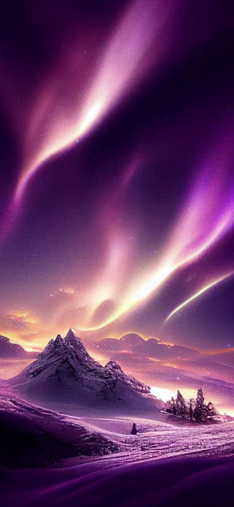 Preview for Northern-lights-over-snowy-mountains-aiwallpaper-template-91776