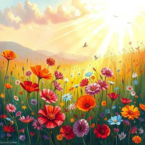 Preview for Vibrant-wildflower-field-at-sunrise-aiunique-template-bb063