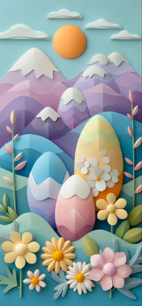 Preview for Easter Eggs In Pastel Landscape Template