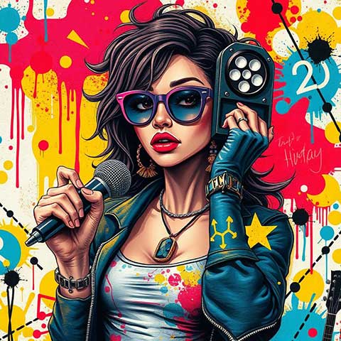 Preview for Modern-singer-smartphone-illustration-aiartstyle-template-31c28