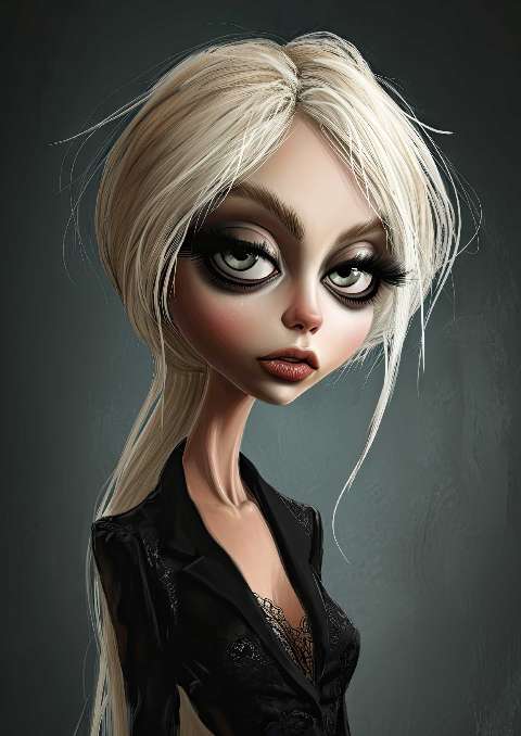 Preview for Blonde-cartoon-character-black-attire-celebrities-template-abc6a