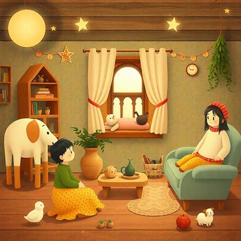 Preview for Cozy-cartoon-living-room-aicartoon-template-fe946