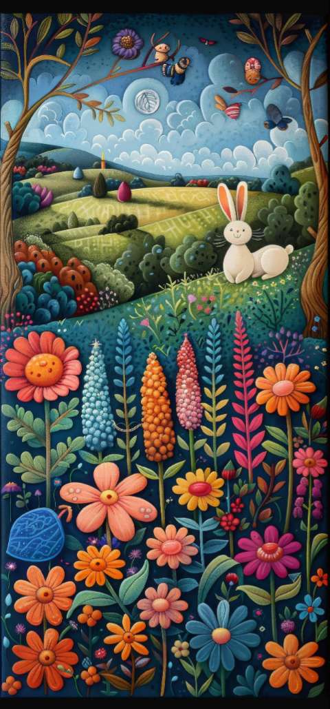 Preview for Whimsical-garden-scene-easter-phone-template-63edf