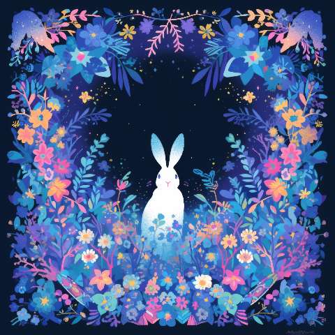 Preview for Whimsical Floral Easter Rabbit Design Template