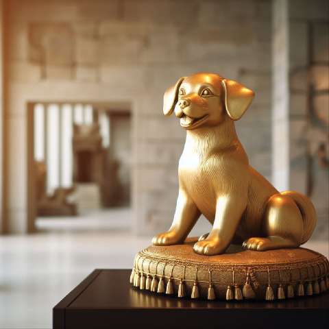 Preview for Golden Dog Statue Decoration Template