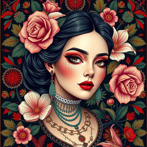 Preview for Floral-beauty-portrait-art-aistylized-template-5ba27
