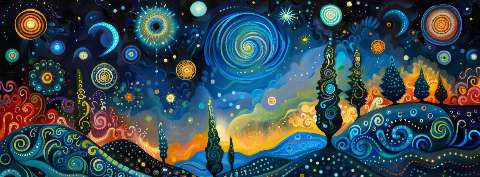 Preview for Whimsical Night Sky Landscape Template