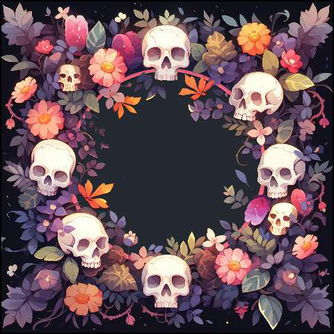 Preview for Floral-skull-wreath-design-halloween-template-0af7f