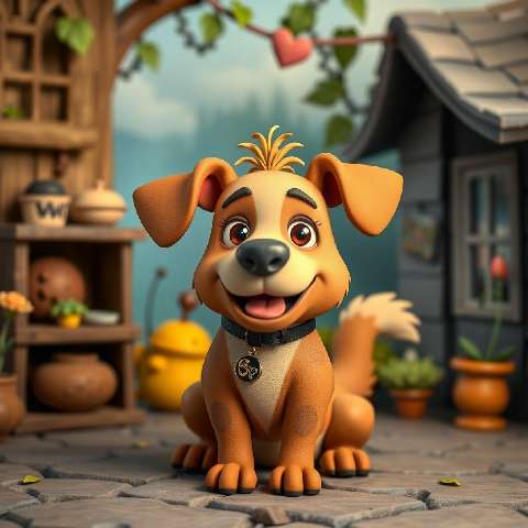 Preview for Cartoon-dog-village-scene-aicartoon-template-06df2