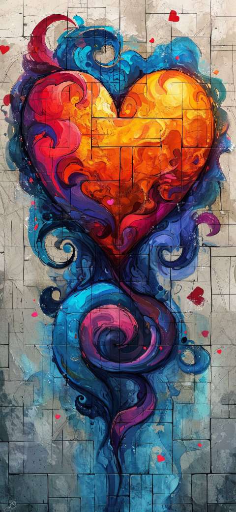 Preview for Vibrant-heart-mural-artwork-love-phone-template-4befc