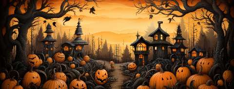 Preview for Halloween-village-spooky-scene-halloween-social-template-4e73b