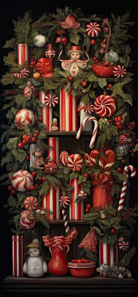 Preview for Christmas-candy-cane-holly-decorations-christmas-phone-template-e564a