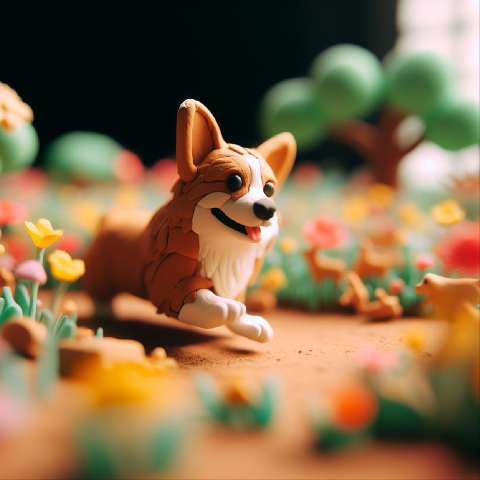 Preview for Clay Corgi Figurine Garden Scene Template