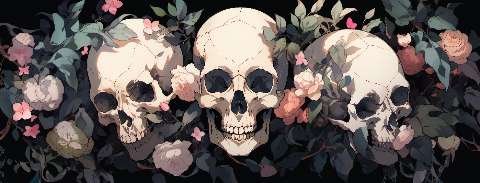 Preview for Skulls-floral-artwork-halloween-social-template-c7301
