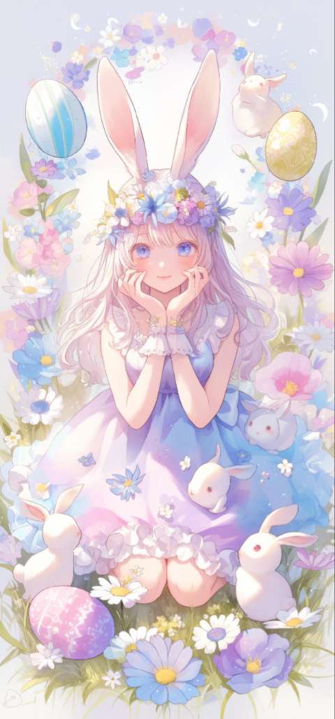 Preview for Easter Bunny Girl Illustration Template