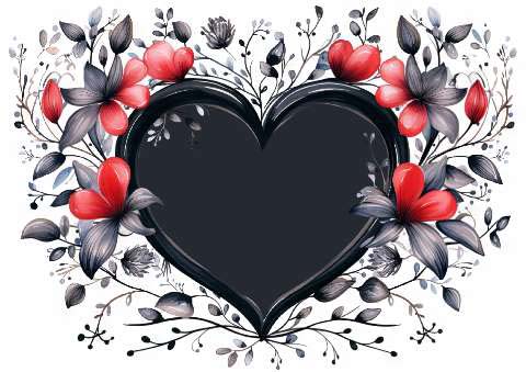 Preview for Black-heart-floral-frame-love-frame-template-62118