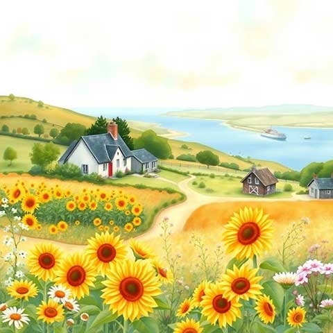 Preview for Serene-countryside-sunflowers-aiunique-template-1aee8