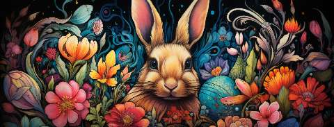 Preview for Vibrant Easter Bunny Facebook Cover Template