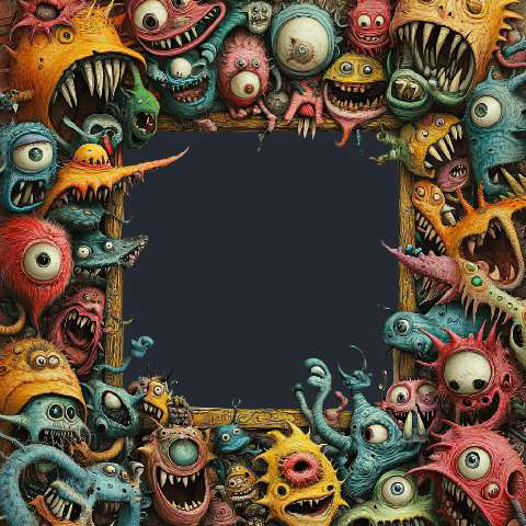 Preview for Whimsical-monster-frame-art-template-64d4c