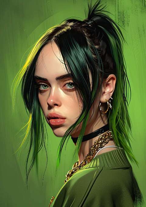 Preview for Billie-eilish-green-portrait-celebrities-template-da8ab