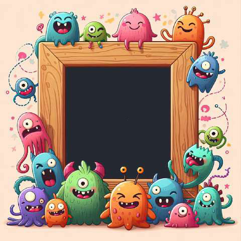 Preview for Cartoon-monsters-frame-monster-frame-template-24805